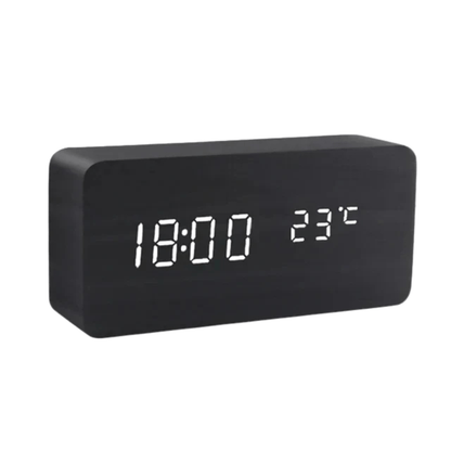 Alarm Clock Wooden LED Voice Activated Digital Desk Clock