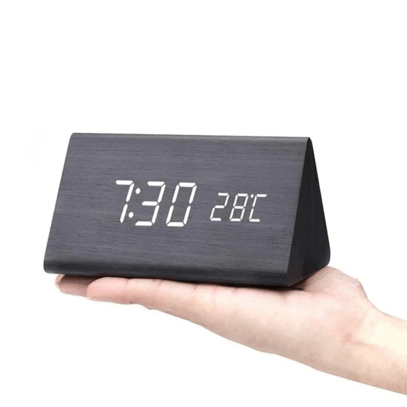 Alarm Clock Wooden LED Voice Activated Digital Desk Clock