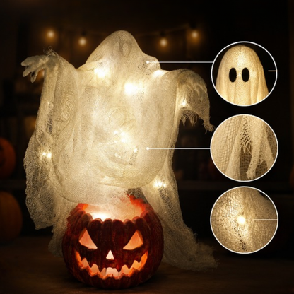Light Up Pumpkin Ghost Decor Mini Halloween Table Decoration with LED
