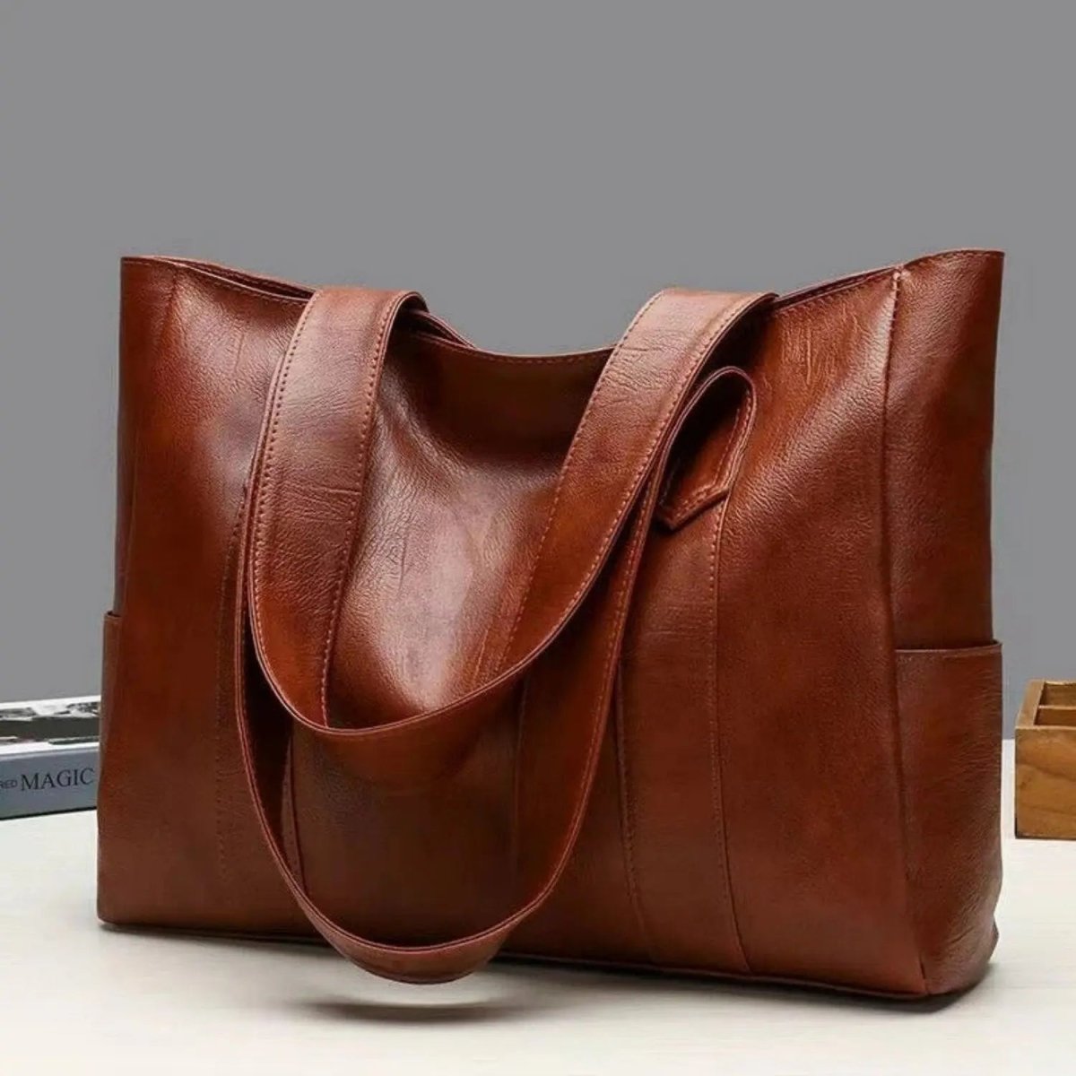 Shoulder Bag Leather Vintage PU Leather Zip Handbag