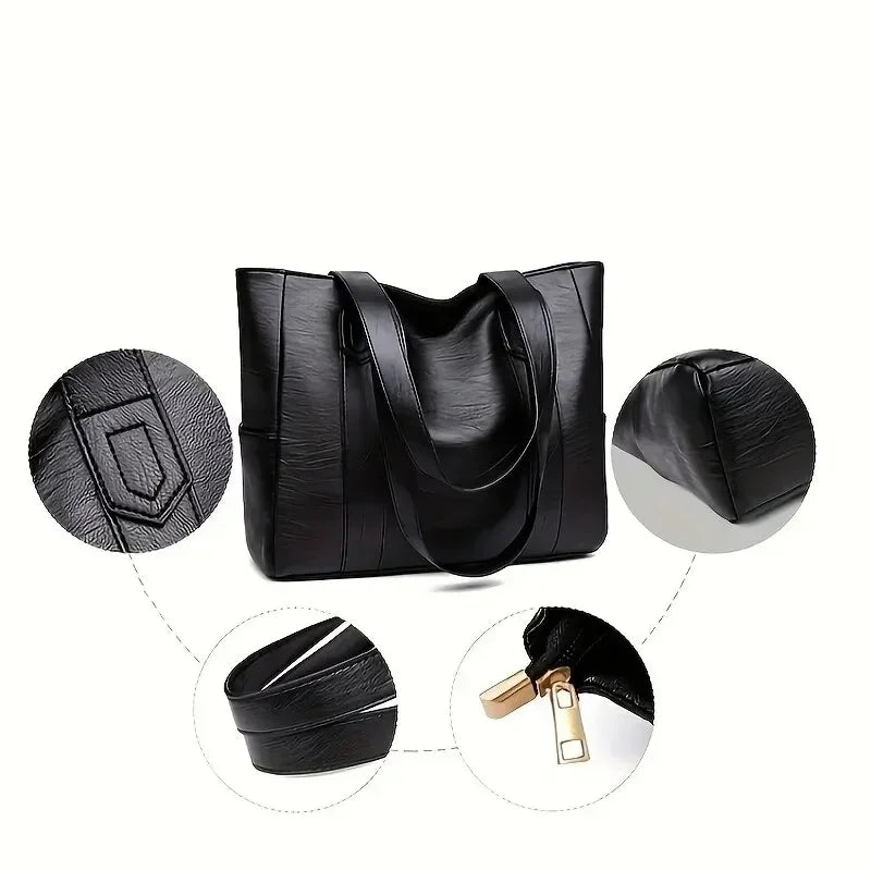 Shoulder Bag Leather Vintage PU Leather Zip Handbag