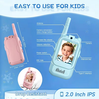 Walkie Talkies for Kids with Video Screen USB Rechargeable 2 Pack
