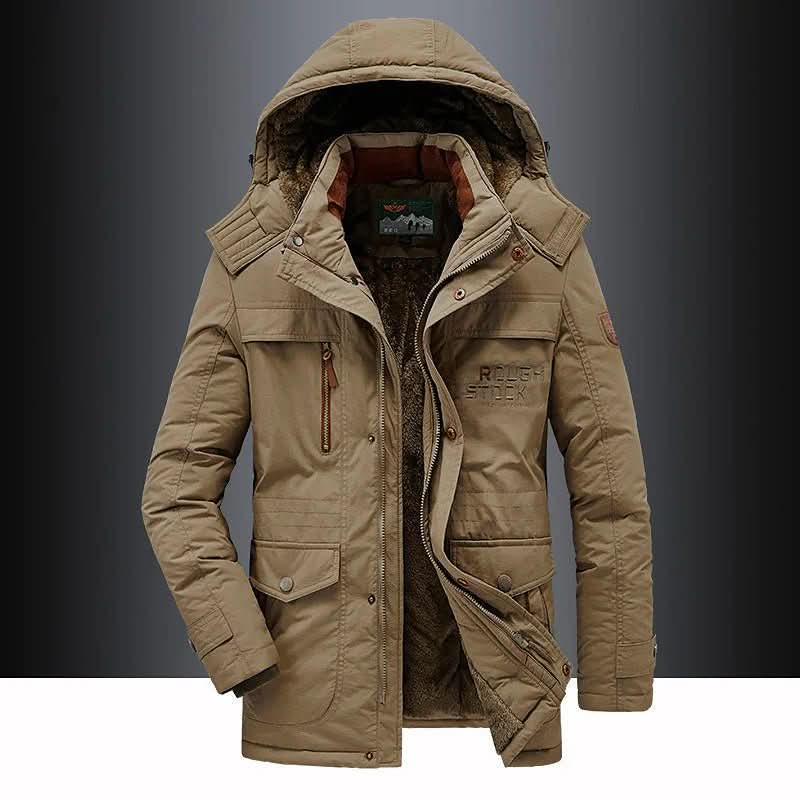 Winter Jacket Men's Fleece Lined Windproof Hooded Parka Coat