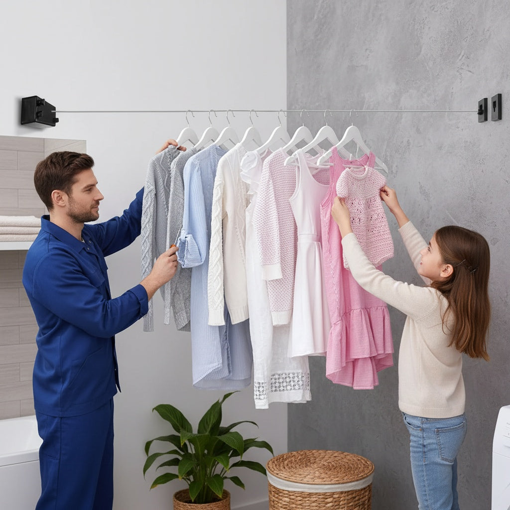 Retractable Clothesline Wall Mounted 4M Stainless Steel Laundry Line