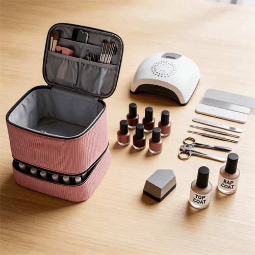 Nail Art Organizer Bag Double Layer Spill Proof Nail Storage Case