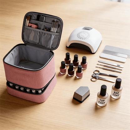 Nail Art Organizer Bag Double Layer Spill Proof Nail Storage Case