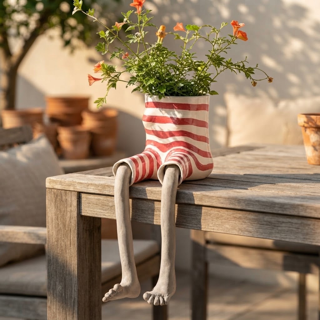 Succulent Pot Funny Planter with Dangling Legs Cute Shelf Sitter Gift