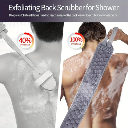 Back Scrubber for Shower Exfoliating Strap Set with Glove and Loofah