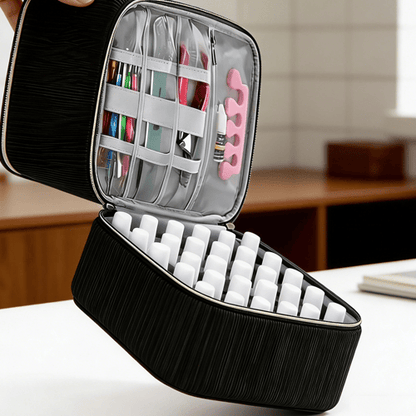 Nail Art Organizer Bag Double Layer Spill Proof Nail Storage Case