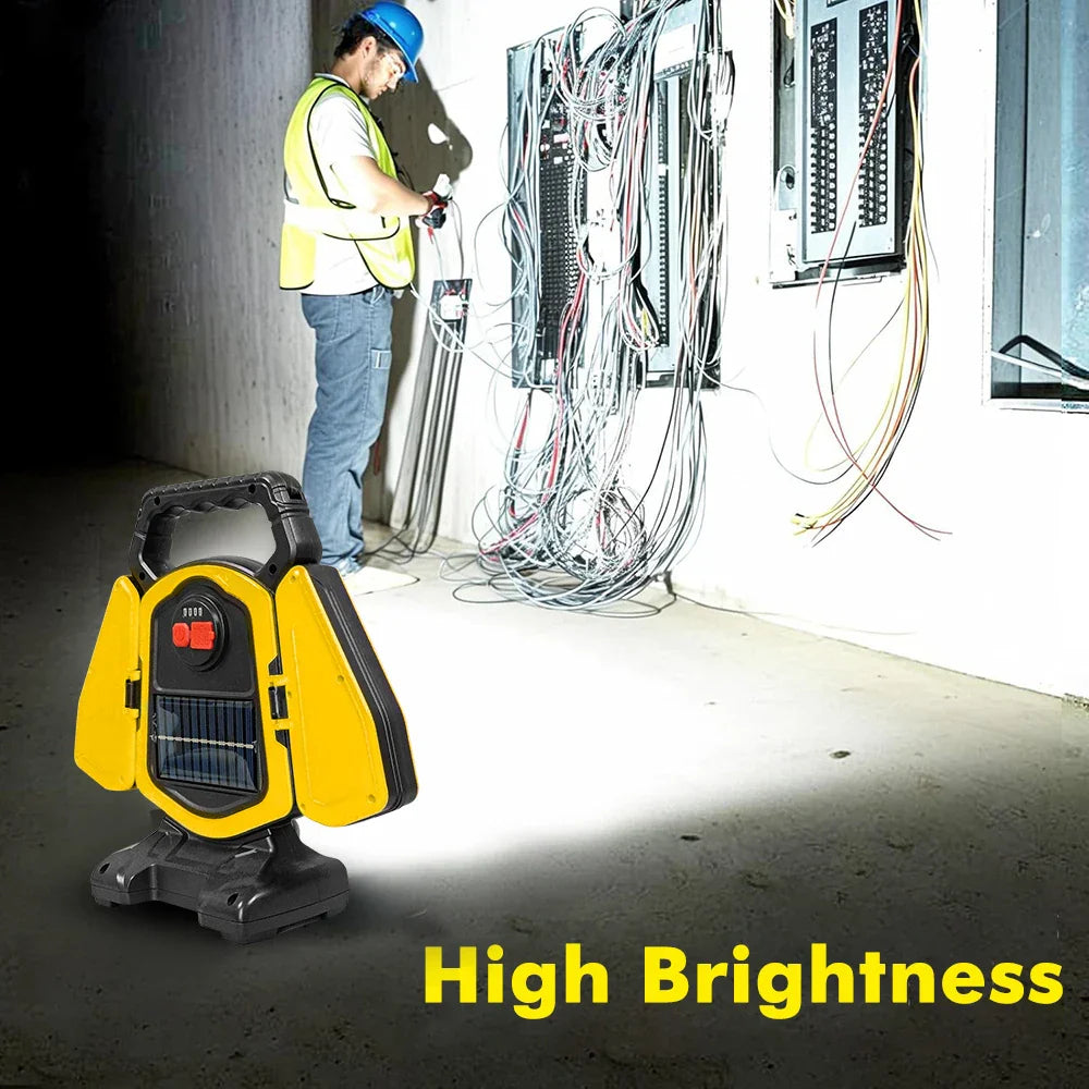 Solar Work Light Portable LED Rechargeable Outdoor Flood Light