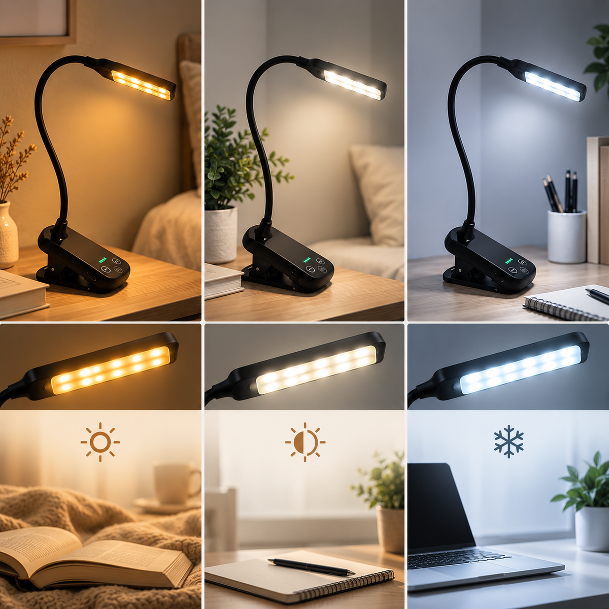 Book Light for Reading in Bed Rechargeable Clip On LED Reading Lamp