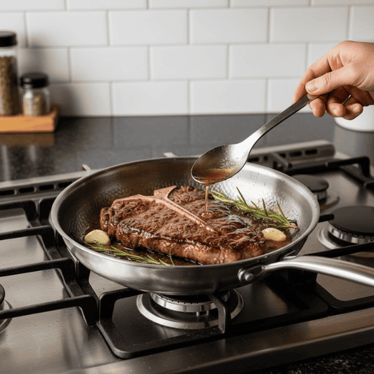 Frying Pan Stainless Steel Skillet Uncoated Induction Cookware