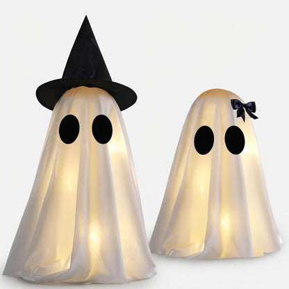 Halloween Decorations Indoor Light Up Ghosts Set of 2 with Witch Hat