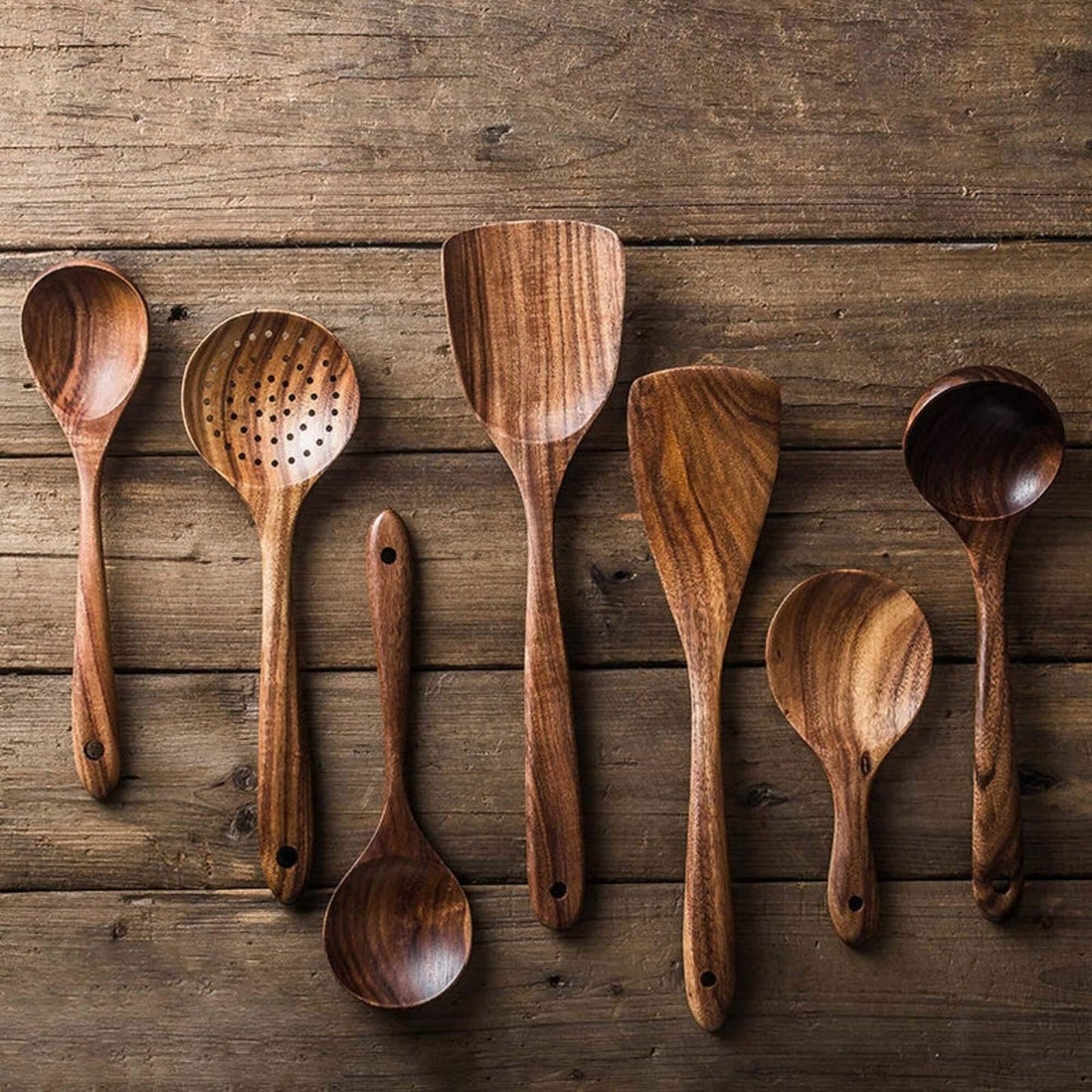 Wooden Cookware Set: Handcrafted Teak Utensils