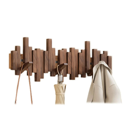 Coat Rack Wall Mount Wooden Entryway Hook Rack with Flip Down Hooks