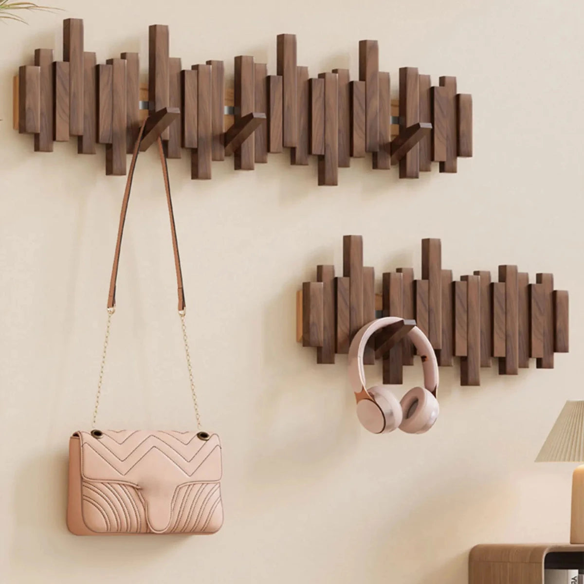 Coat Rack Wall Mount Wooden Entryway Hook Rack with Flip Down Hooks