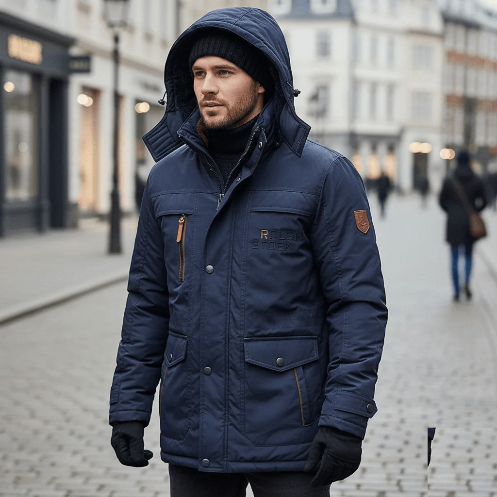 Winter Jacket Men's Fleece Lined Windproof Hooded Parka Coat