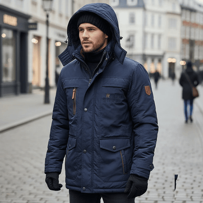 Winter Jacket Men's Fleece Lined Windproof Hooded Parka Coat