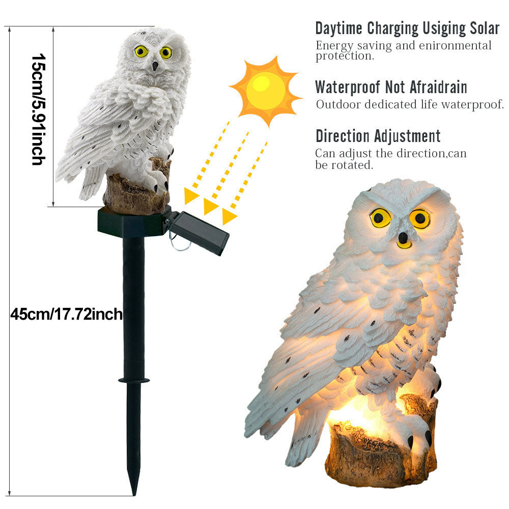 Outdoor Solar Owl Lamp Set with LED Lighting