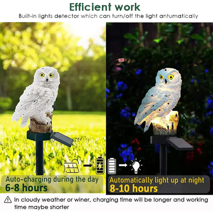 Outdoor Solar Owl Lamp Set with LED Lighting