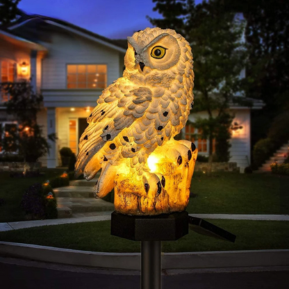 Outdoor Solar Owl Lamp Set with LED Lighting