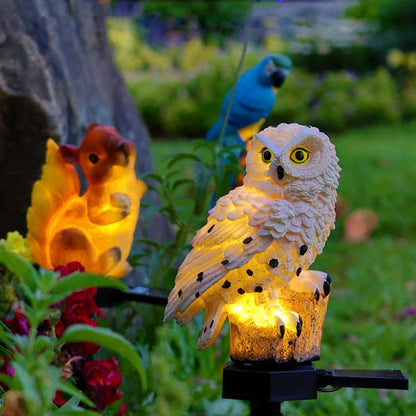 Outdoor Solar Owl Lamp Set with LED Lighting