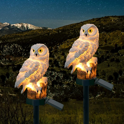 Outdoor Solar Owl Lamp Set with LED Lighting
