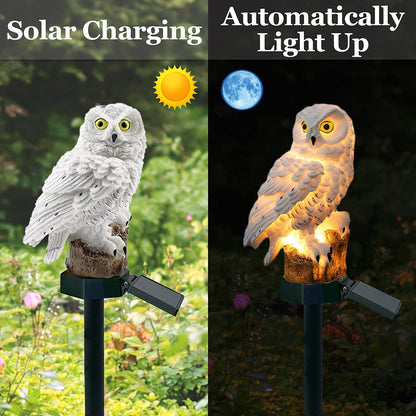 Outdoor Solar Owl Lamp Set with LED Lighting