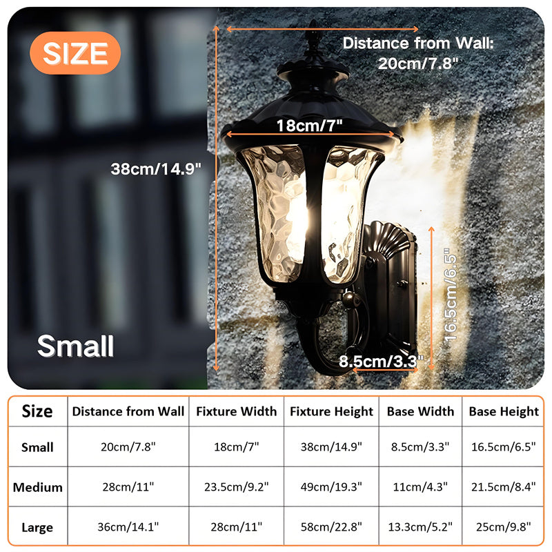 Outdoor Waterproof Bronze Wall Light with Glass Shade
