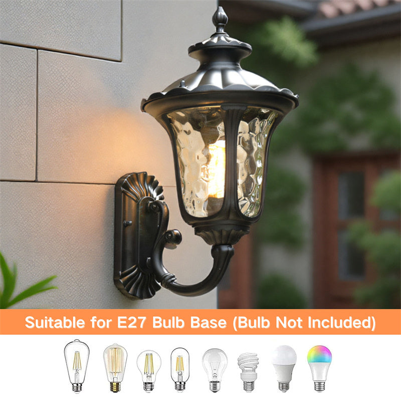 Outdoor Waterproof Bronze Wall Light with Glass Shade