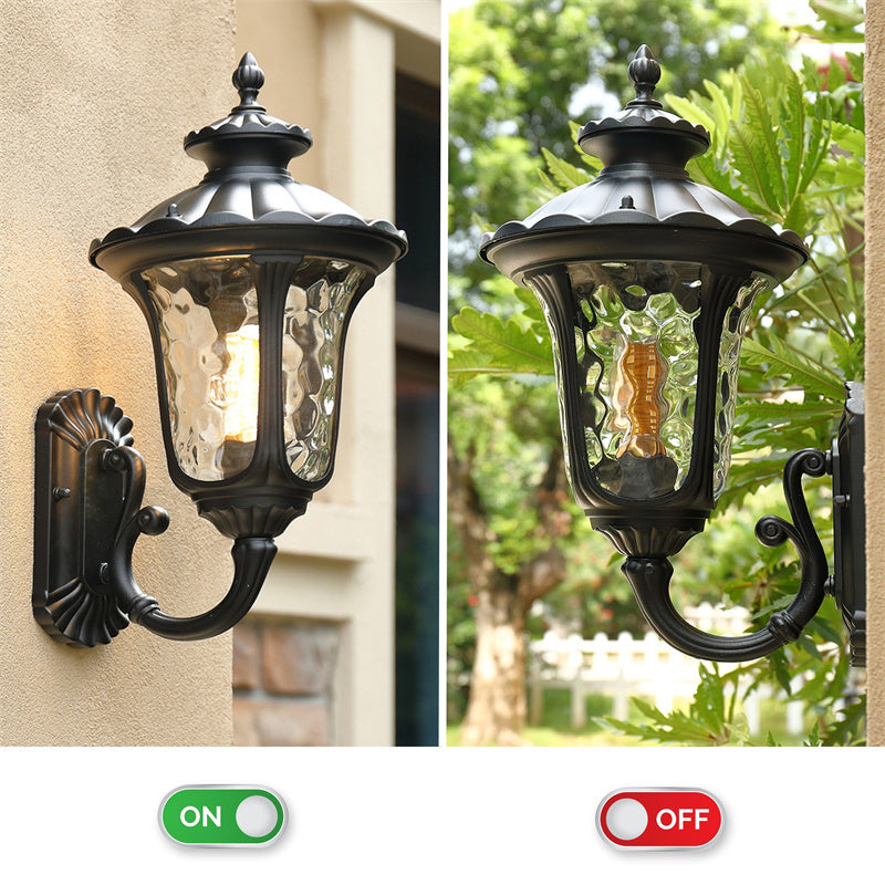 Outdoor Waterproof Bronze Wall Light with Glass Shade