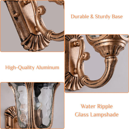 Outdoor Waterproof Bronze Wall Light with Glass Shade