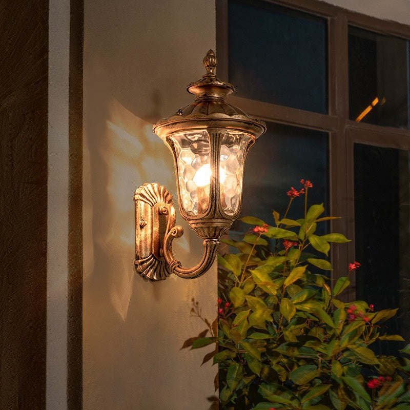 Outdoor Waterproof Bronze Wall Light with Glass Shade