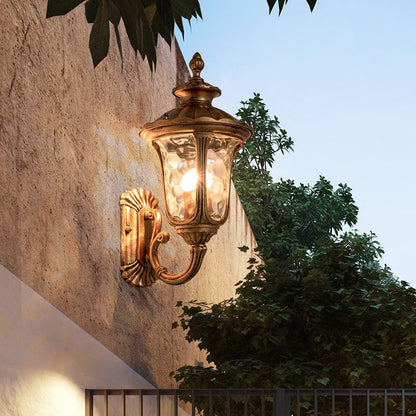 Outdoor Waterproof Bronze Wall Light with Glass Shade