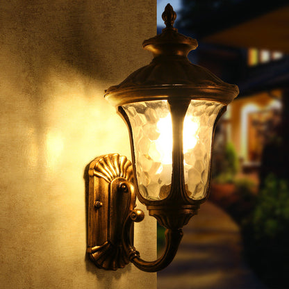 Outdoor Waterproof Bronze Wall Light with Glass Shade