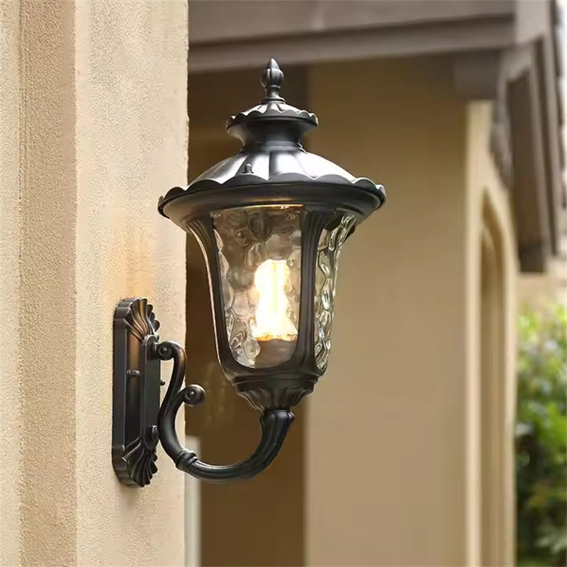 Outdoor Waterproof Bronze Wall Light with Glass Shade