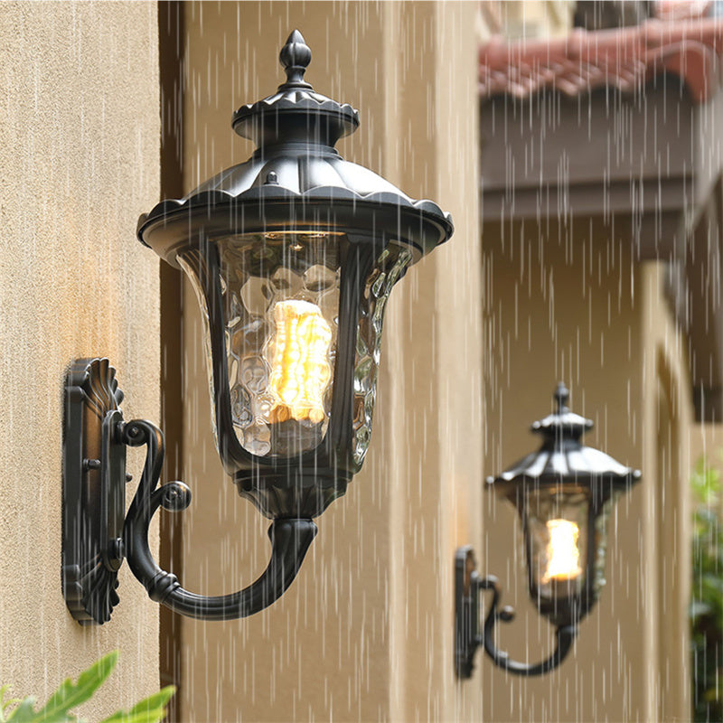 Outdoor Waterproof Bronze Wall Light with Glass Shade