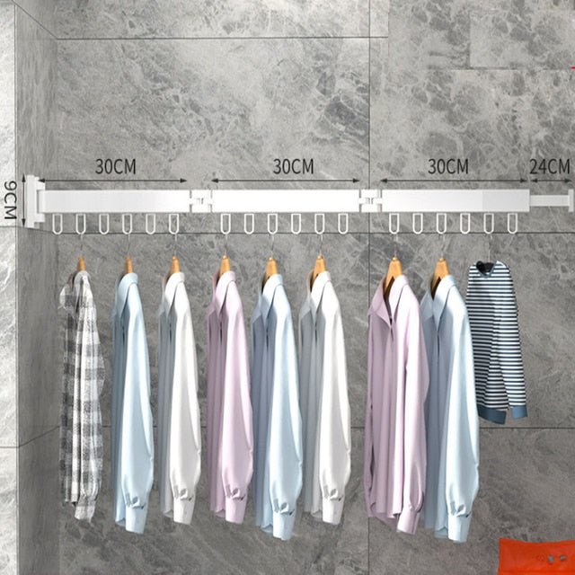 Drying Rack Wall Mounted Retractable Folding Clothes Space Saver
