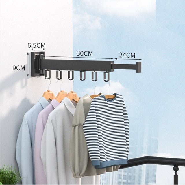Drying Rack Wall Mounted Retractable Folding Clothes Space Saver