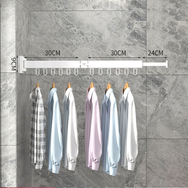 Drying Rack Wall Mounted Retractable Folding Clothes Space Saver