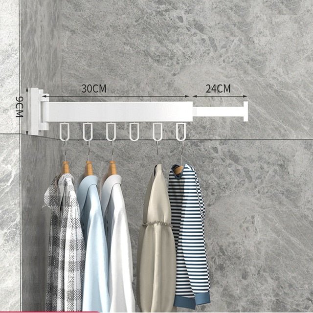 Drying Rack Wall Mounted Retractable Folding Clothes Space Saver