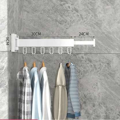 Drying Rack Wall Mounted Retractable Folding Clothes Space Saver