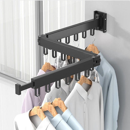 Drying Rack Wall Mounted Retractable Folding Clothes Space Saver