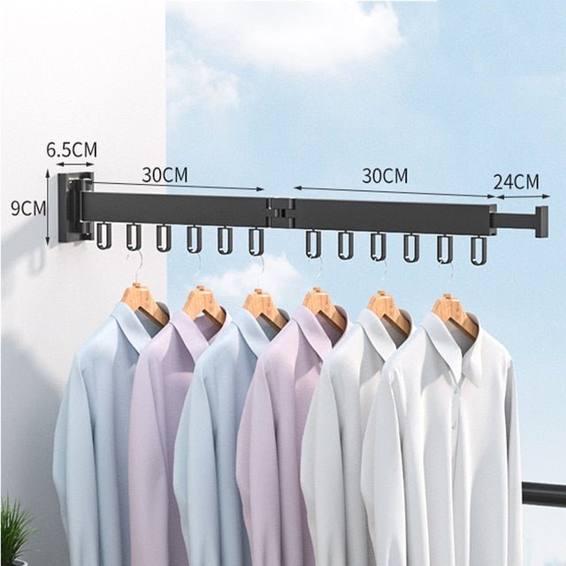 Drying Rack Wall Mounted Retractable Folding Clothes Space Saver