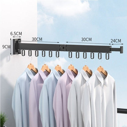 Drying Rack Wall Mounted Retractable Folding Clothes Space Saver