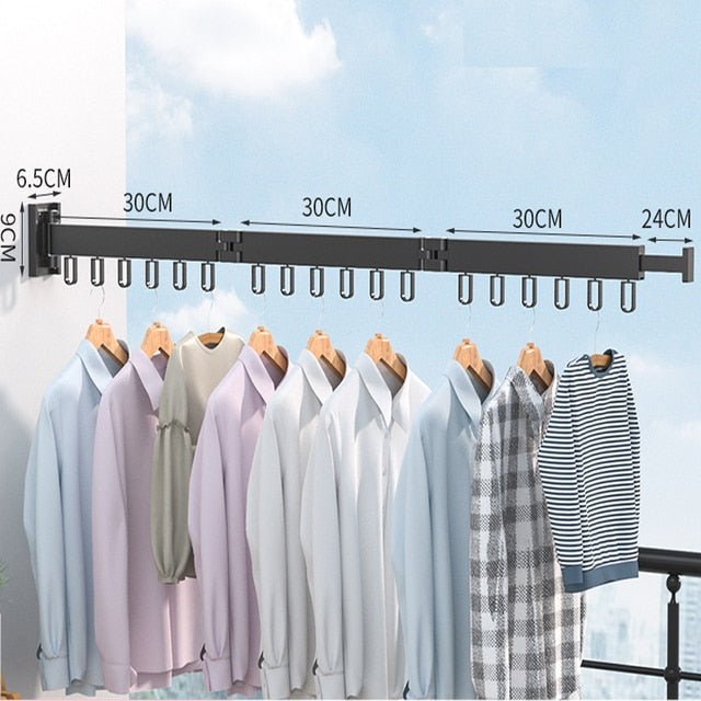 Drying Rack Wall Mounted Retractable Folding Clothes Space Saver