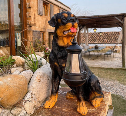 Solar-Powered LED Garden Dog Sculpture - Outdoor Decor