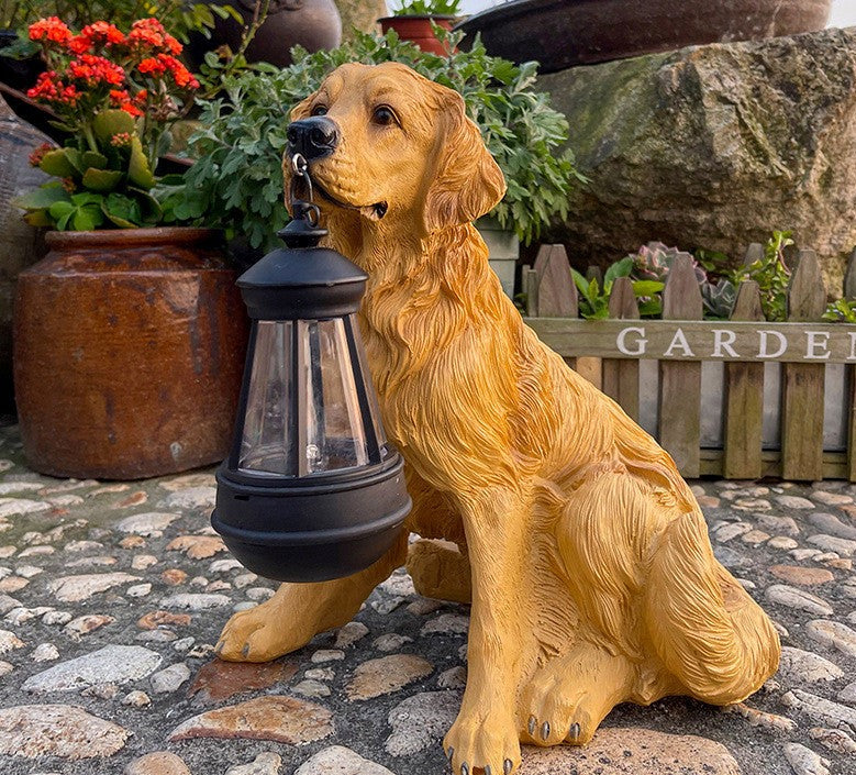 Solar-Powered LED Garden Dog Sculpture - Outdoor Decor