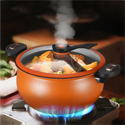 Micro Pressure Cooker 8L Nonstick Stone Cooking Pot with Lock Lid