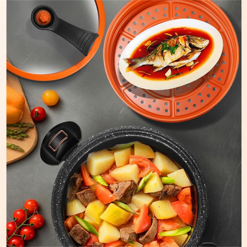 Micro Pressure Cooker 8L Nonstick Stone Cooking Pot with Lock Lid